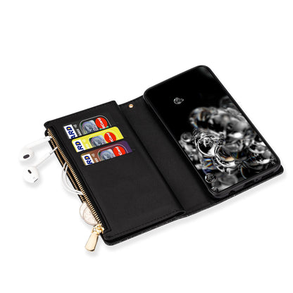 For Galaxy S25 Edge S24 Wallet Case with 9 Card Slots and Zipper Pocket, PU Leather Phone Cover - Dkxkld Series