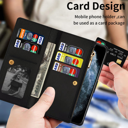 For Galaxy S25 Edge S24 Wallet Case with 9 Card Slots and Zipper Pocket, PU Leather Phone Cover - Dkxkld Series