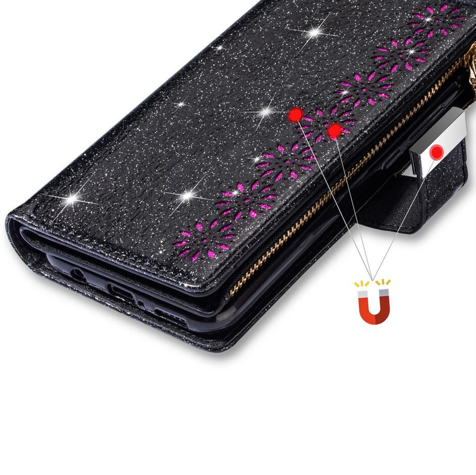 For Galaxy S25 Edge S24 Wallet Case with 9 Card Slots and Zipper Pocket, PU Leather Phone Cover - Dkxkld Series