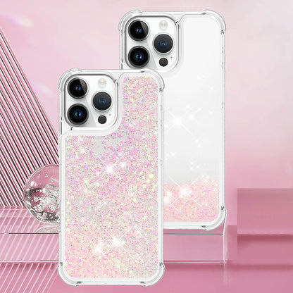 For iPhone 16e 15 Pro Max Case, Soft TPU Glitter Floating Liquid Phone Cover, Support Wireless Charging - Fslswt Series
