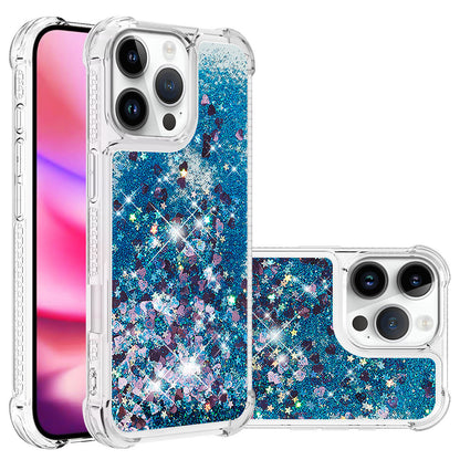 For iPhone 16e 15 Pro Max Case, Soft TPU Glitter Floating Liquid Phone Cover, Support Wireless Charging - Fslswt Series