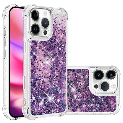 For iPhone 16e 15 Pro Max Case, Soft TPU Glitter Floating Liquid Phone Cover, Support Wireless Charging - Fslswt Series