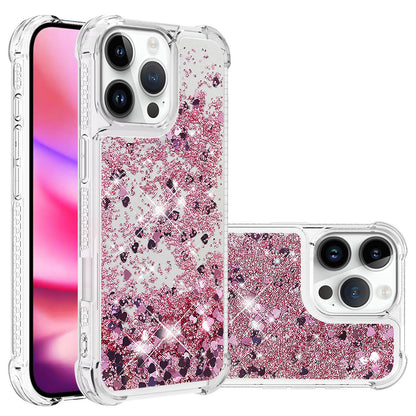For iPhone 16e 15 Pro Max Case, Soft TPU Glitter Floating Liquid Phone Cover, Support Wireless Charging - Fslswt Series