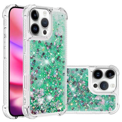 For iPhone 16e 15 Pro Max Case, Soft TPU Glitter Floating Liquid Phone Cover, Support Wireless Charging - Fslswt Series