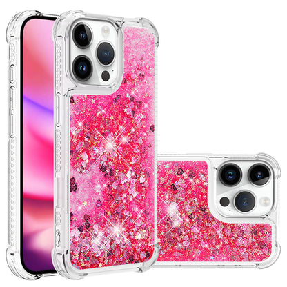 For iPhone 16e 15 Pro Max Case, Soft TPU Glitter Floating Liquid Phone Cover, Support Wireless Charging - Fslswt Series