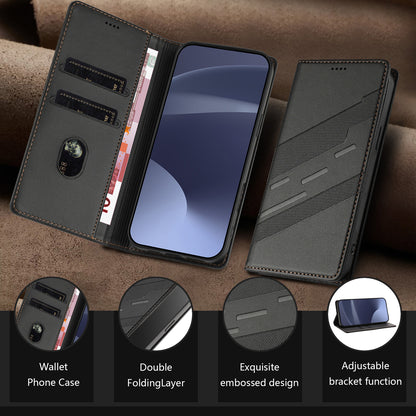 For iPhone 16e 15 Pro Max Wallet Case with Card Holder Kickstand Magnetic Closure - Hxlljiu Series