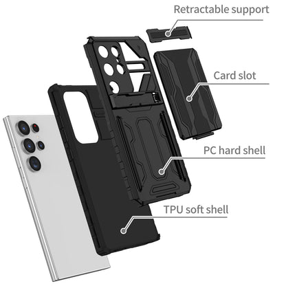Detachable Card Holder Case for Galaxy S25 S24 Ultra, Dual-Layer Protective Case with Kickstand Heavy Duty Cover - Jgkb Series