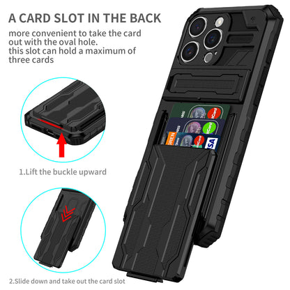 Detachable Card Holder Case for iPhone 16 15 Pro Max, Dual-Layer Protective Case with Kickstand Heavy Duty Cover - Jgkb Series