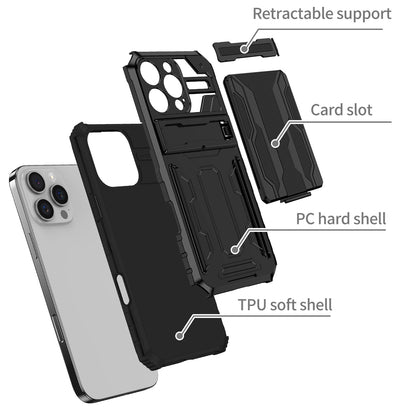 Detachable Card Holder Case for iPhone 16 15 Pro Max, Dual-Layer Protective Case with Kickstand Heavy Duty Cover - Jgkb Series