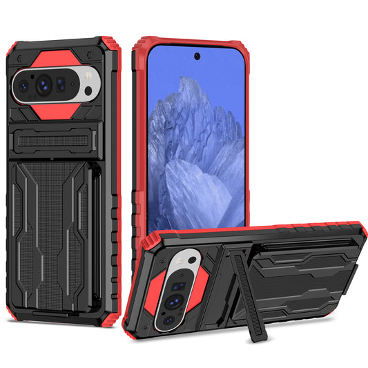 Detachable Card Holder Case for Google Pixel 9 8 Pro, Dual-Layer Protective Case with Kickstand Heavy Duty Cover - Jgkb Series