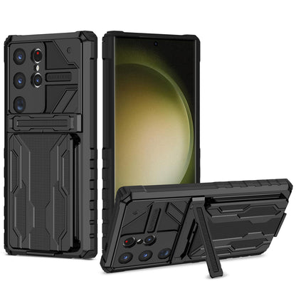 Detachable Card Holder Case for Galaxy S25 S24 Ultra, Dual-Layer Protective Case with Kickstand Heavy Duty Cover - Jgkb Series