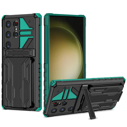 Detachable Card Holder Case for Galaxy S25 S24 Ultra, Dual-Layer Protective Case with Kickstand Heavy Duty Cover - Jgkb Series