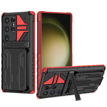 Detachable Card Holder Case for Galaxy S25 S24 Ultra, Dual-Layer Protective Case with Kickstand Heavy Duty Cover - Jgkb Series