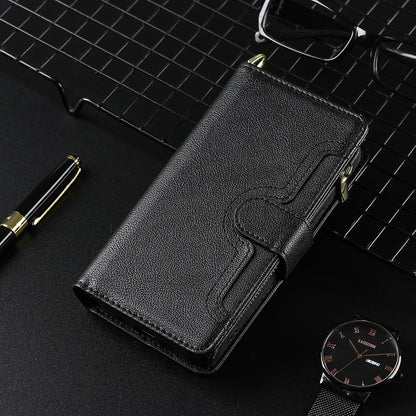 Compatible with Google Pixel 8 Pro 7A Wallet Case, 6 Card Holder 1 Zipper Coin Wallet 2 Cash Slot Lanyard Flip Leather Cover - Llbgspt Series