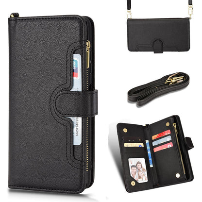 Compatible with Google Pixel 8 Pro 7A Wallet Case, 6 Card Holder 1 Zipper Coin Wallet 2 Cash Slot Lanyard Flip Leather Cover - Llbgspt Series
