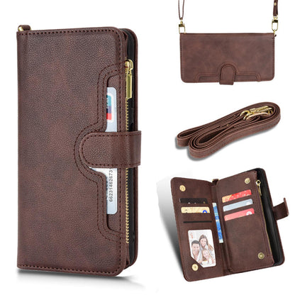 Compatible with Google Pixel 8 Pro 7A Wallet Case, 6 Card Holder 1 Zipper Coin Wallet 2 Cash Slot Lanyard Flip Leather Cover - Llbgspt Series