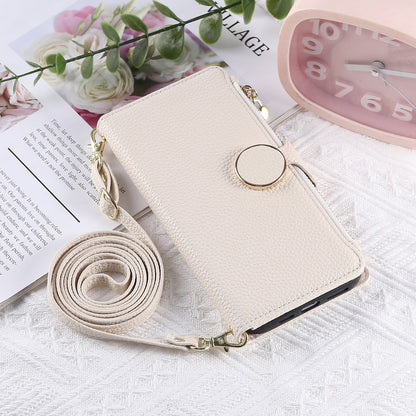 For Sharp Aquos R9 Sense9 Sense8 Crossbody Wallet Case with Card Holder, Zipper PU Leather Phone Cover with Long Shoulder Lanyard - Llyxdkgs Series