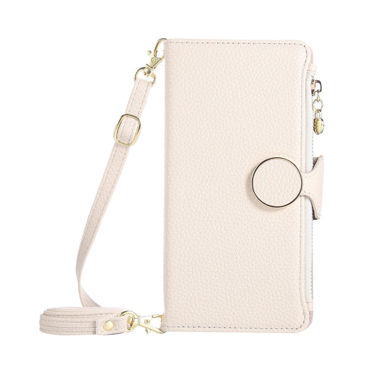 For iPhone 16e 15 Pro Max Crossbody Wallet Case with Card Holder, Zipper PU Leather Phone Cover with Long Shoulder Lanyard - Llyxdkgs Series