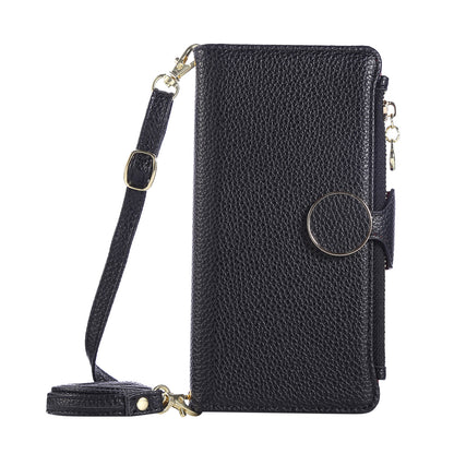 For Sharp Aquos R9 Sense9 Sense8 Crossbody Wallet Case with Card Holder, Zipper PU Leather Phone Cover with Long Shoulder Lanyard - Llyxdkgs Series