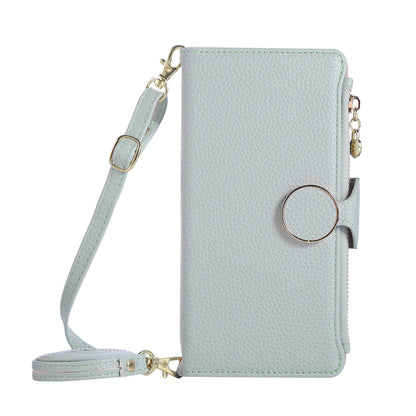 For Sharp Aquos R9 Sense9 Sense8 Crossbody Wallet Case with Card Holder, Zipper PU Leather Phone Cover with Long Shoulder Lanyard - Llyxdkgs Series