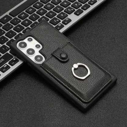 For Galaxy S25 Edge S24 Case Wallet with Credit Card Holder, PU Leather Magnetic Clasp Protective Cover - Lzwclkb Series