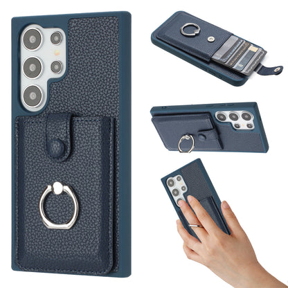 For Galaxy S25 Edge S24 Case Wallet with Credit Card Holder, PU Leather Magnetic Clasp Protective Cover - Lzwclkb Series