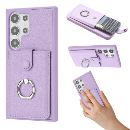 For Galaxy S25 Edge S24 Case Wallet with Credit Card Holder, PU Leather Magnetic Clasp Protective Cover - Lzwclkb Series