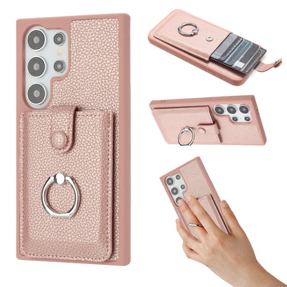 For Galaxy S25 Edge S24 Case Wallet with Credit Card Holder, PU Leather Magnetic Clasp Protective Cover - Lzwclkb Series