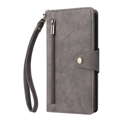 Wallet Case for iPhone 16e 15 Pro Max, PU Leather Flip Shockproof Cover with Strap Zipper Credit Card Slots - Mdkllb Series