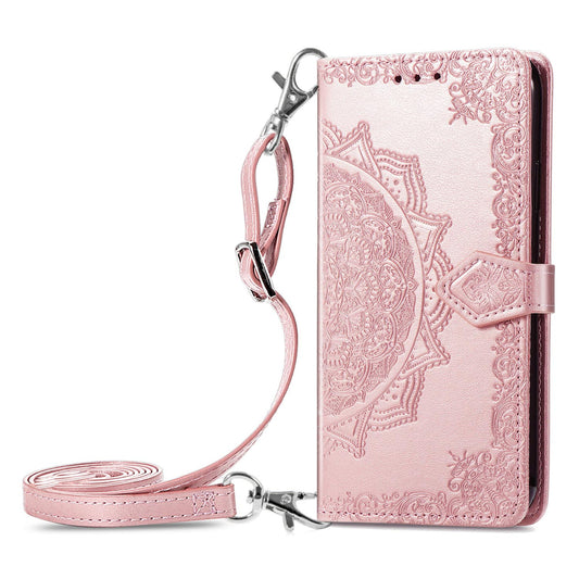 Crossbody Wallet Case for iPhone 16e 15 Pro Max, Mandala Pattern Flip Case Cover - Mtlyhgs Series