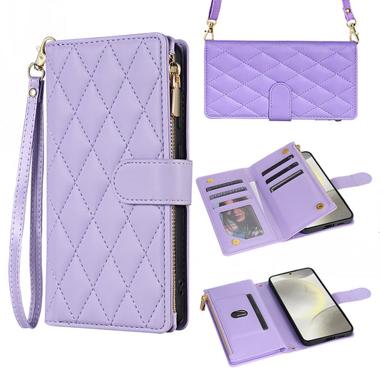 For Galaxy A56 A55 5G Wallet Case, PU Leather Crossbody Phone Cover with Wrist Strap Zipper Card Holder - Pierfbq Series