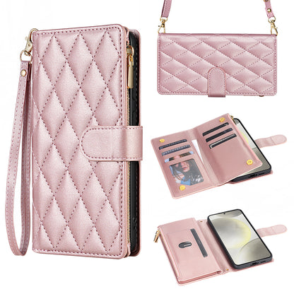 For iPhone 17 16 15 Pro Max Wallet Case, PU Leather Crossbody Phone Cover with Wrist Strap Zipper Card Holder - Pierfbq Series
