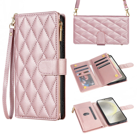 For Google Pixel 10 9 Pro XL 8A Wallet Case, PU Leather Crossbody Phone Cover with Wrist Strap Zipper Card Holder - Pierfbq Series