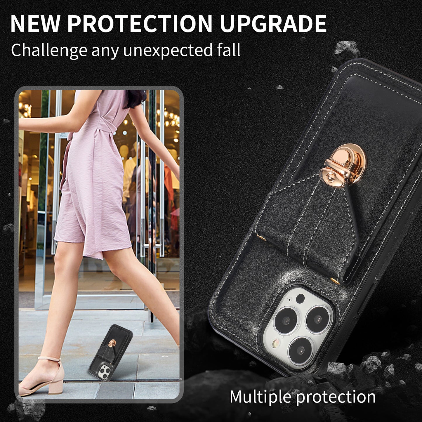 For iPhone 16e 15 Pro Max Crossbody Wallet Case with Card Holder Shoulder Cover - Sskxkkb Series