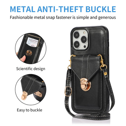 For iPhone 16e 15 Pro Max Crossbody Wallet Case with Card Holder Shoulder Cover - Sskxkkb Series