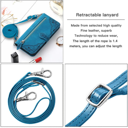 For iPhone 16e 15 Pro Max Crossbody Wallet Case with 6 Card Holder Slots, PU Leather Zipper Pocket Protective Cover - Szypt Series