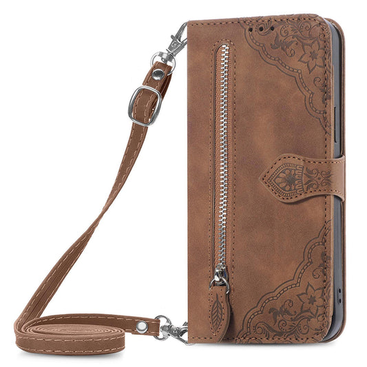 For Galaxy A56 A55 5G Crossbody Wallet Case with 6 Card Holder Slots, PU Leather Zipper Pocket Protective Cover - Szypt Series