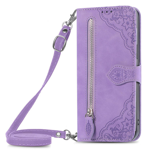 For Google Pixel 9A 8 Pro Crossbody Wallet Case with 6 Card Holder Slots, PU Leather Zipper Pocket Protective Cover - Szypt Series