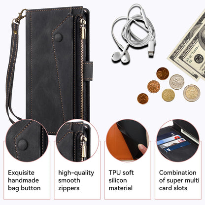 Wallet Case for Google Pixel 9A 8 Pro with RFID Blocking Card Holder, PU Leather Magnetic Flip Zipper Phone Cover - Xcrfid Series