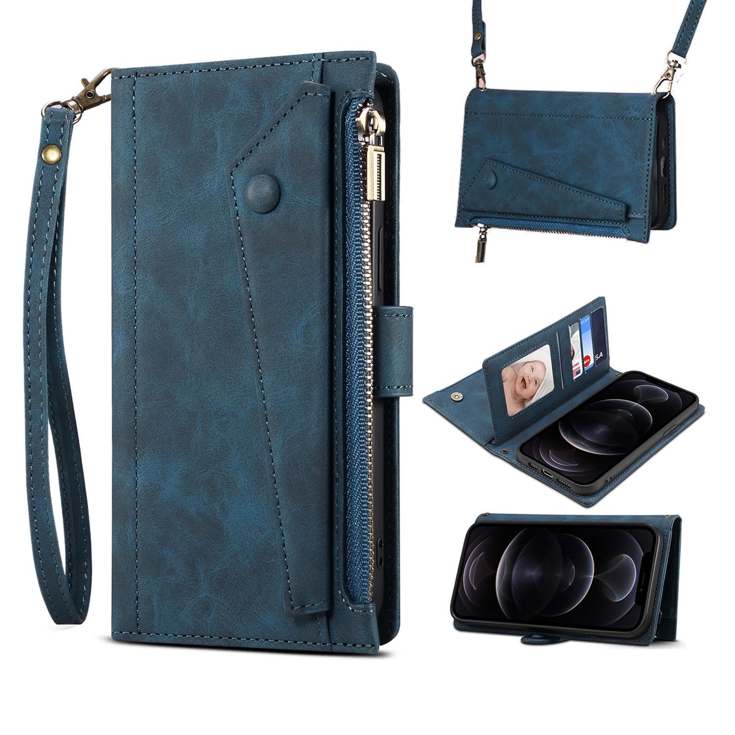 Wallet Case for Google Pixel 9A 8 Pro with RFID Blocking Card Holder, PU Leather Magnetic Flip Zipper Phone Cover - Xcrfid Series