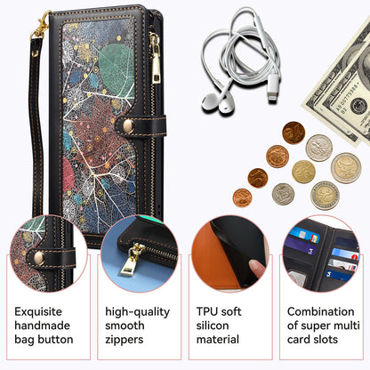 Wallet Case for Galaxy A56 A55 5G, Crossbody Phone Cover for Women, PU Leather Zipper with Wrist Strap Flip Cover - Xingyrfid Series