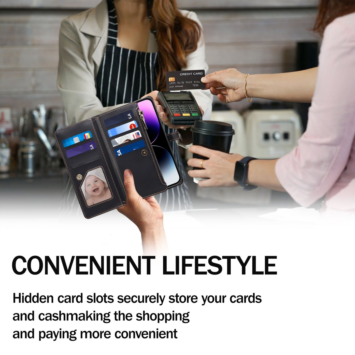 Wallet Case for Galaxy A56 A55 5G, Crossbody Phone Cover for Women, PU Leather Zipper with Wrist Strap Flip Cover - Xingyrfid Series