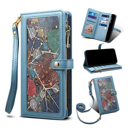 Wallet Case for Galaxy A56 A55 5G, Crossbody Phone Cover for Women, PU Leather Zipper with Wrist Strap Flip Cover - Xingyrfid Series