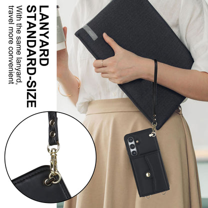 Compatible with Galaxy A55 A54 5G Crossbody Leather Detachable Adjustable Strap Wristlet Flip Wallet Phone Case with Card Holder - Xkfqkbgs Series