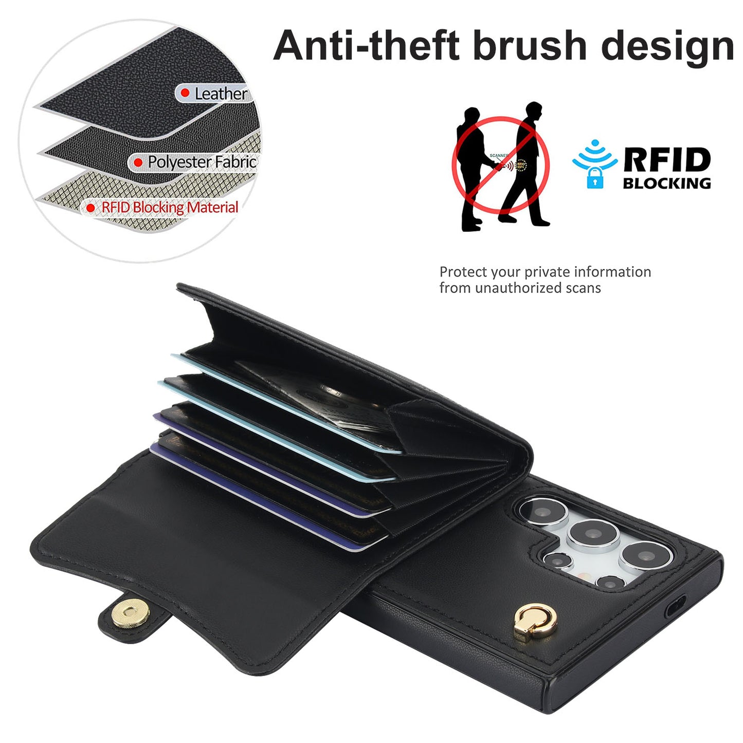 Compatible with Galaxy S25 S24 Crossbody Leather Detachable Adjustable Strap Wristlet Flip Wallet Phone Case with Card Holder - Xkfqkbgs Series