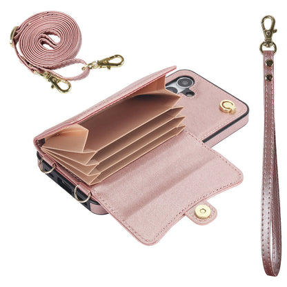 Compatible with Galaxy A55 A54 5G Crossbody Leather Detachable Adjustable Strap Wristlet Flip Wallet Phone Case with Card Holder - Xkfqkbgs Series