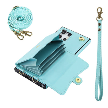 Compatible with Galaxy S25 S24 Crossbody Leather Detachable Adjustable Strap Wristlet Flip Wallet Phone Case with Card Holder - Xkfqkbgs Series