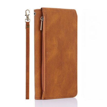 For iPhone 16e 15 Pro Max Zipper Wallet Case Cover with 8 Credit Holder - Xkllpt Series