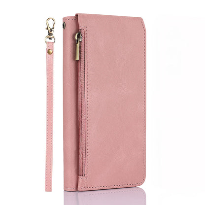 For iPhone 16e 15 Pro Max Zipper Wallet Case Cover with 8 Credit Holder - Xkllpt Series