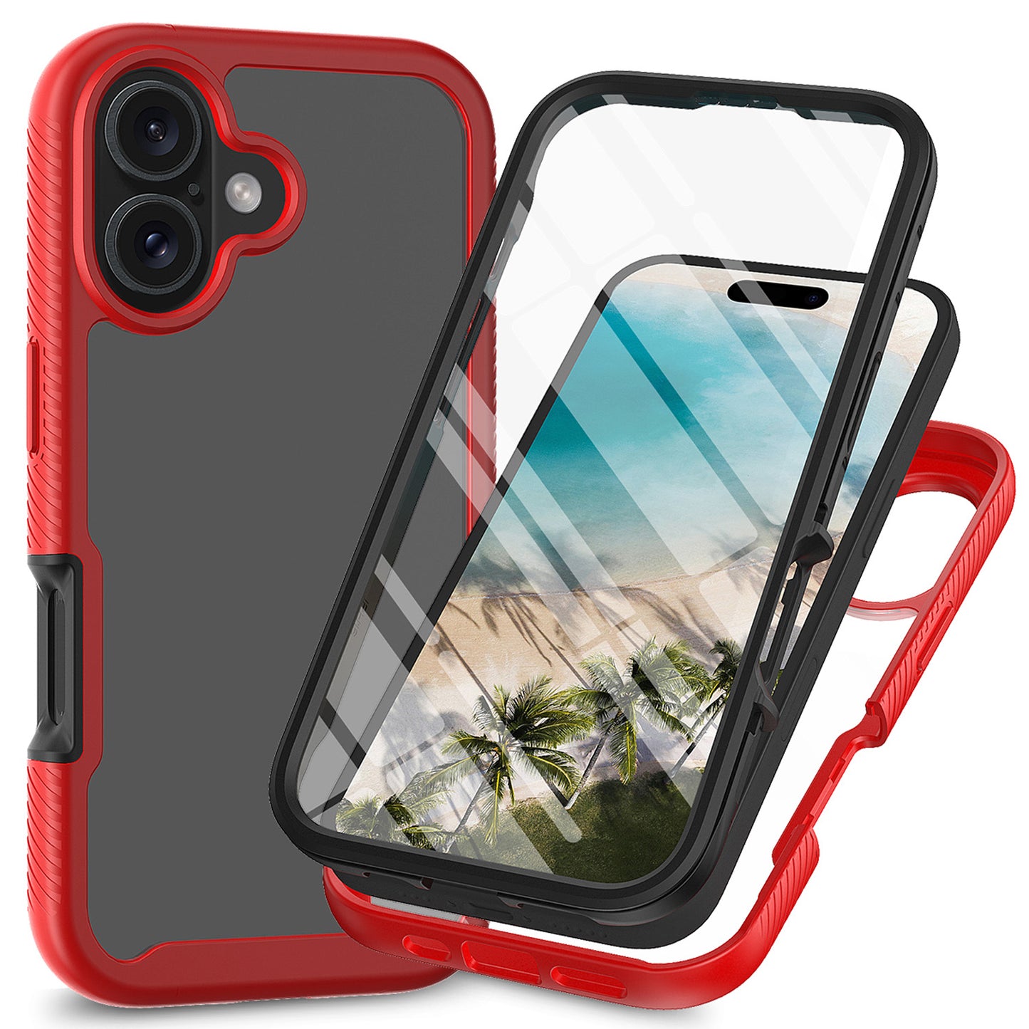 For iPhone 16e 15 Pro Max Case with Built-in Screen Protector, Support Wireless Charging, Shockproof Full Body Hard Cover - Xkpet Series